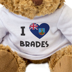 I LOVE BRADES (MONTSERRAT FLAG) - Teddy Bear - Funny Souvenir Gift Present