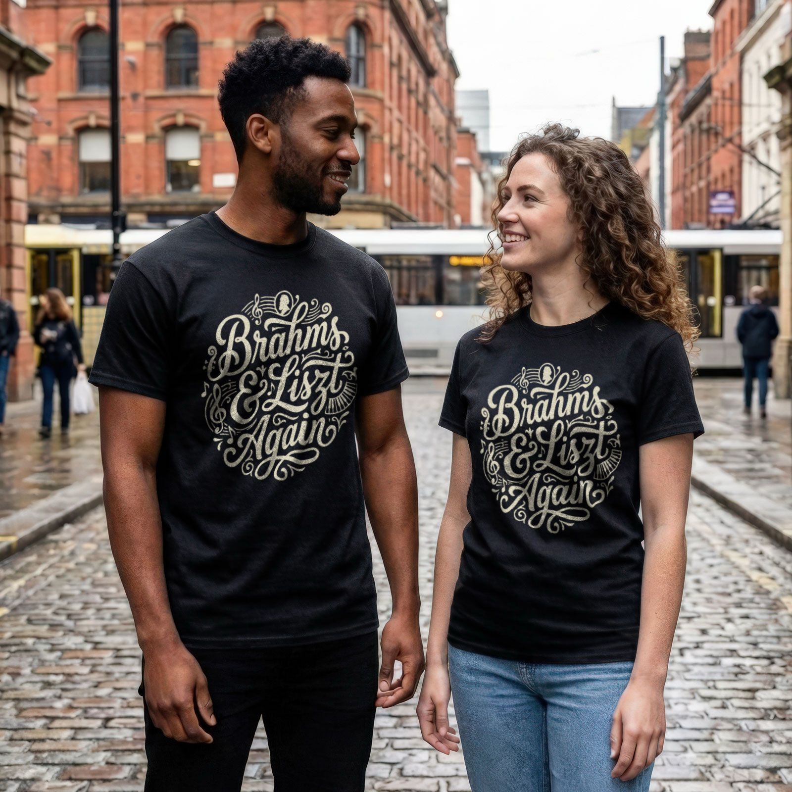 BRAMHS & LISZT AGAIN - Black T-Shirt - Funny Classical Music Fan Tee