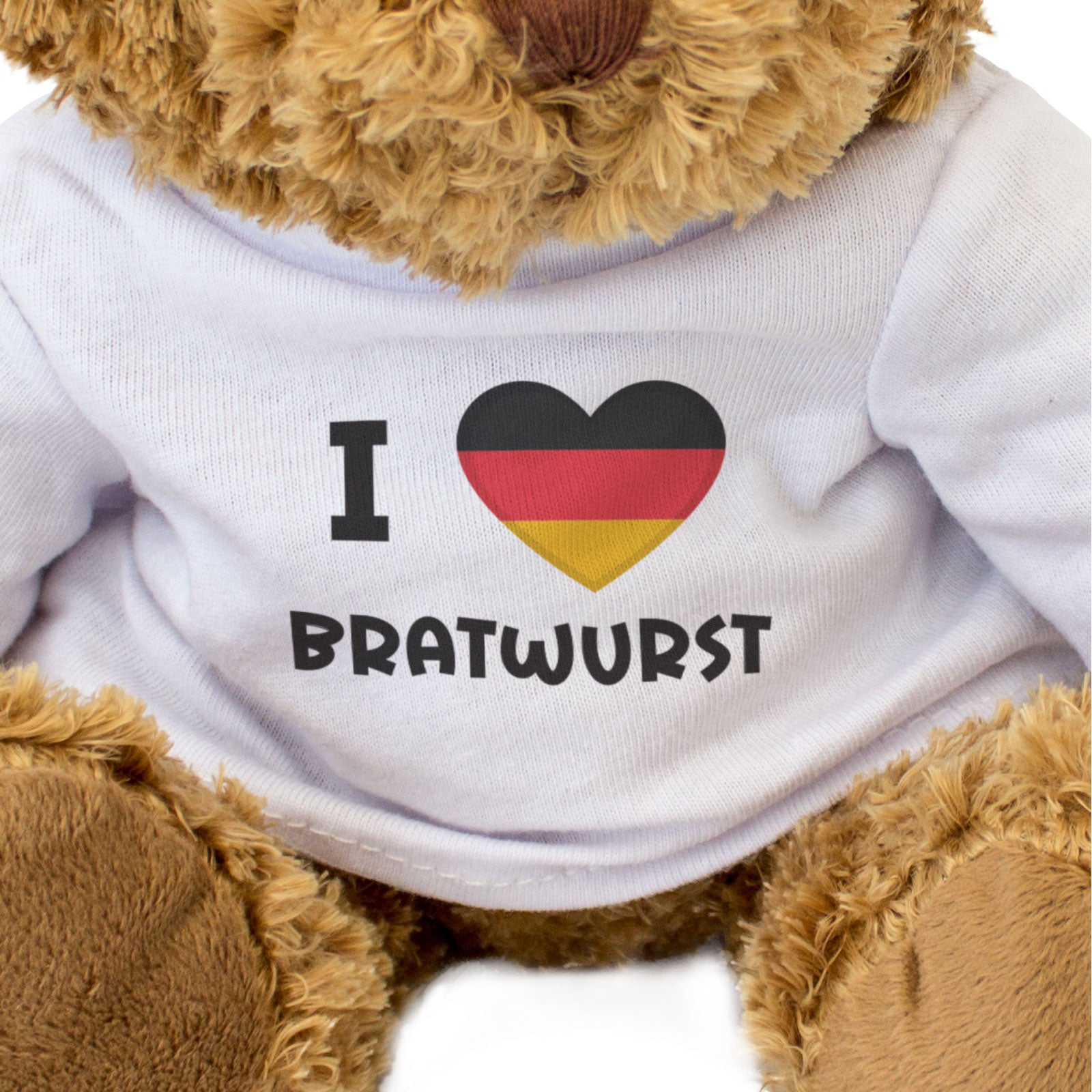 I LOVE BRATWURST (GERMANY FLAG) - Teddy Bear - Cute Cuddly - German Gift Present