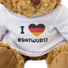 I LOVE BRATWURST (GERMANY FLAG) - Teddy Bear - Cute Cuddly - German Gift Present