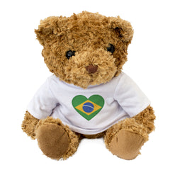 BRAZIL FLAG HEART - Teddy Bear - Cute Cuddly Soft - Brazilian Gift Present
