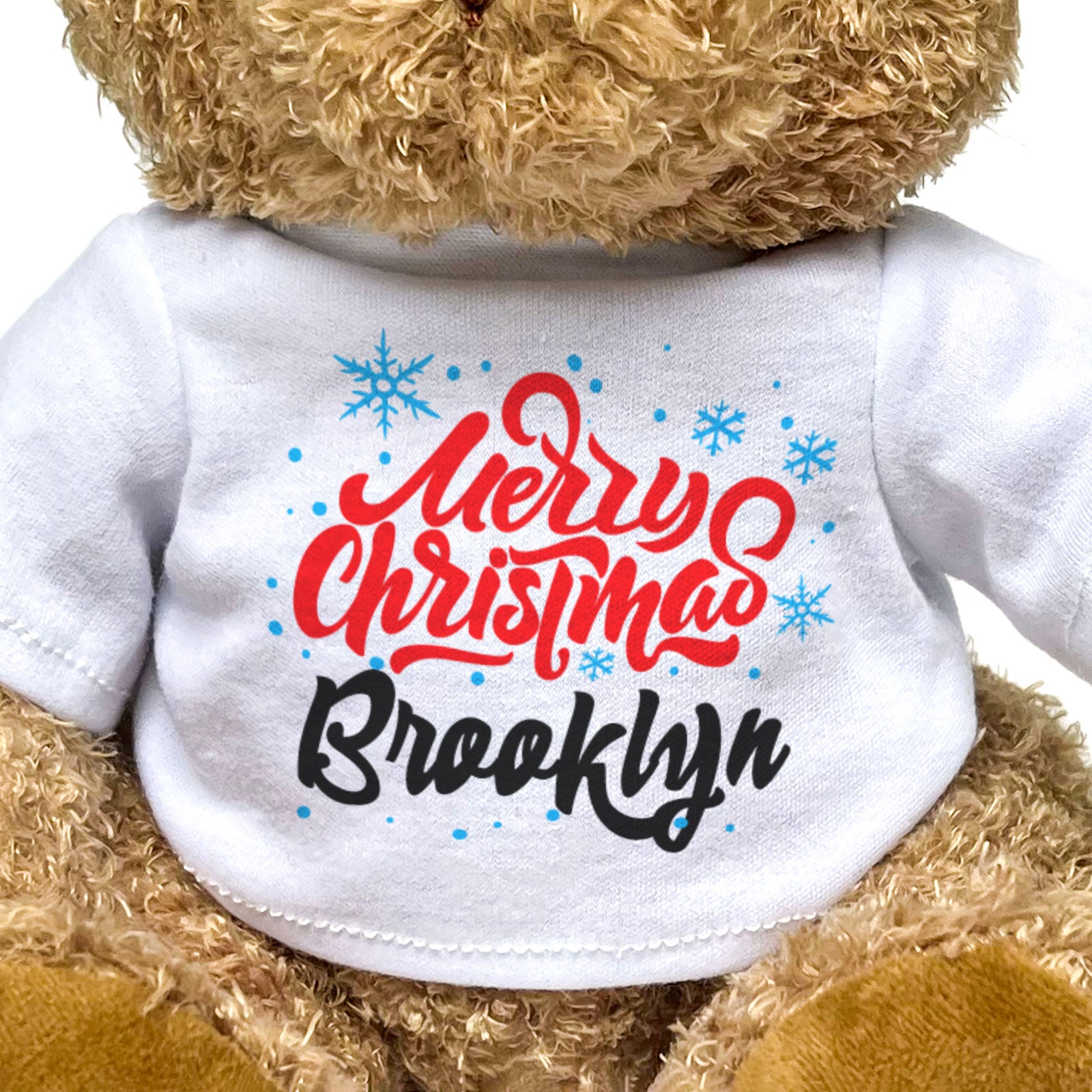 MERRY CHRISTMAS BROOKLYN - Teddy Bear - Cute Cuddly Soft - Xmas Gift Present
