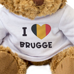 I LOVE BRUGGE (BELGIUM FLAG) - Teddy Bear - Cute Cuddly - Bruges Gift Present