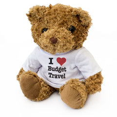 I LOVE BUDGET TRAVEL - Teddy Bear - Cute Cuddly Soft Funny - Gift Present