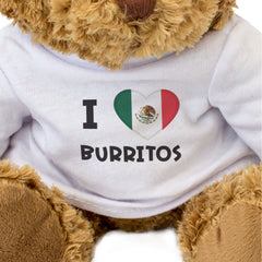 I LOVE BURRITOS (MEXICO FLAG) - Teddy Bear - Cute Funny - Mexican Gift Present