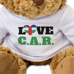 LOVE CAR (FLAG HEART) - Teddy Bear - Cute Central African Republic Gift Present