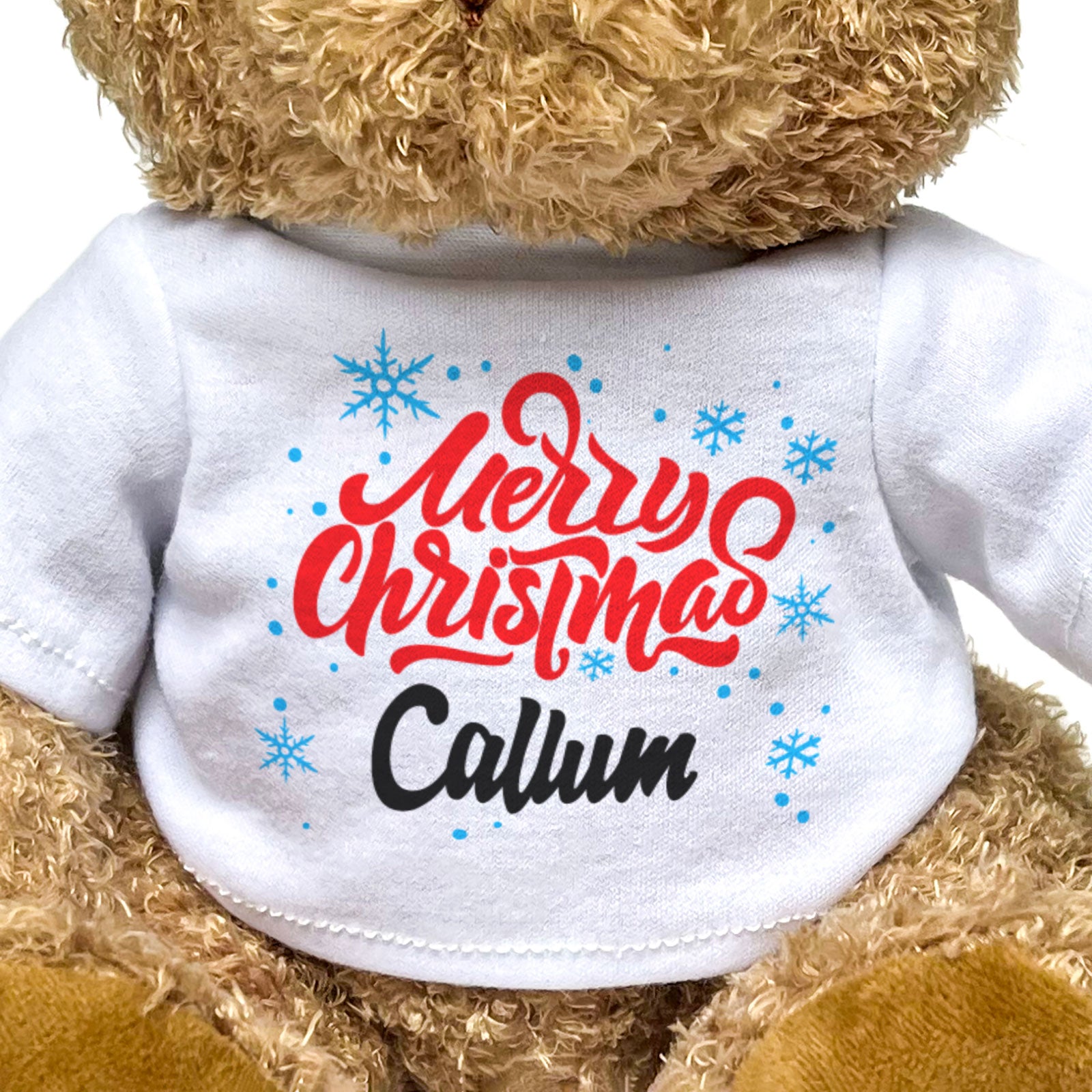 MERRY CHRISTMAS CALLUM - Teddy Bear - Cute Cuddly Soft - Xmas Gift Present