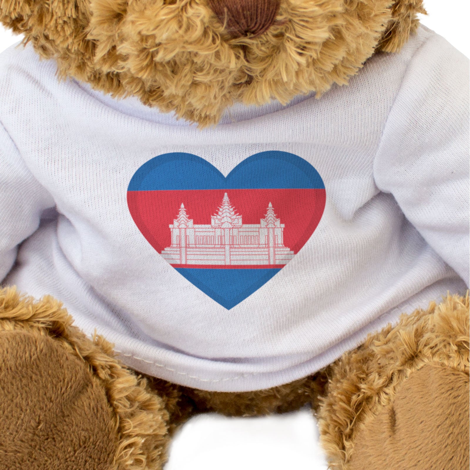 CAMBODIA FLAG HEART - Teddy Bear - Cute Cuddly Soft Adorable - Gift Present