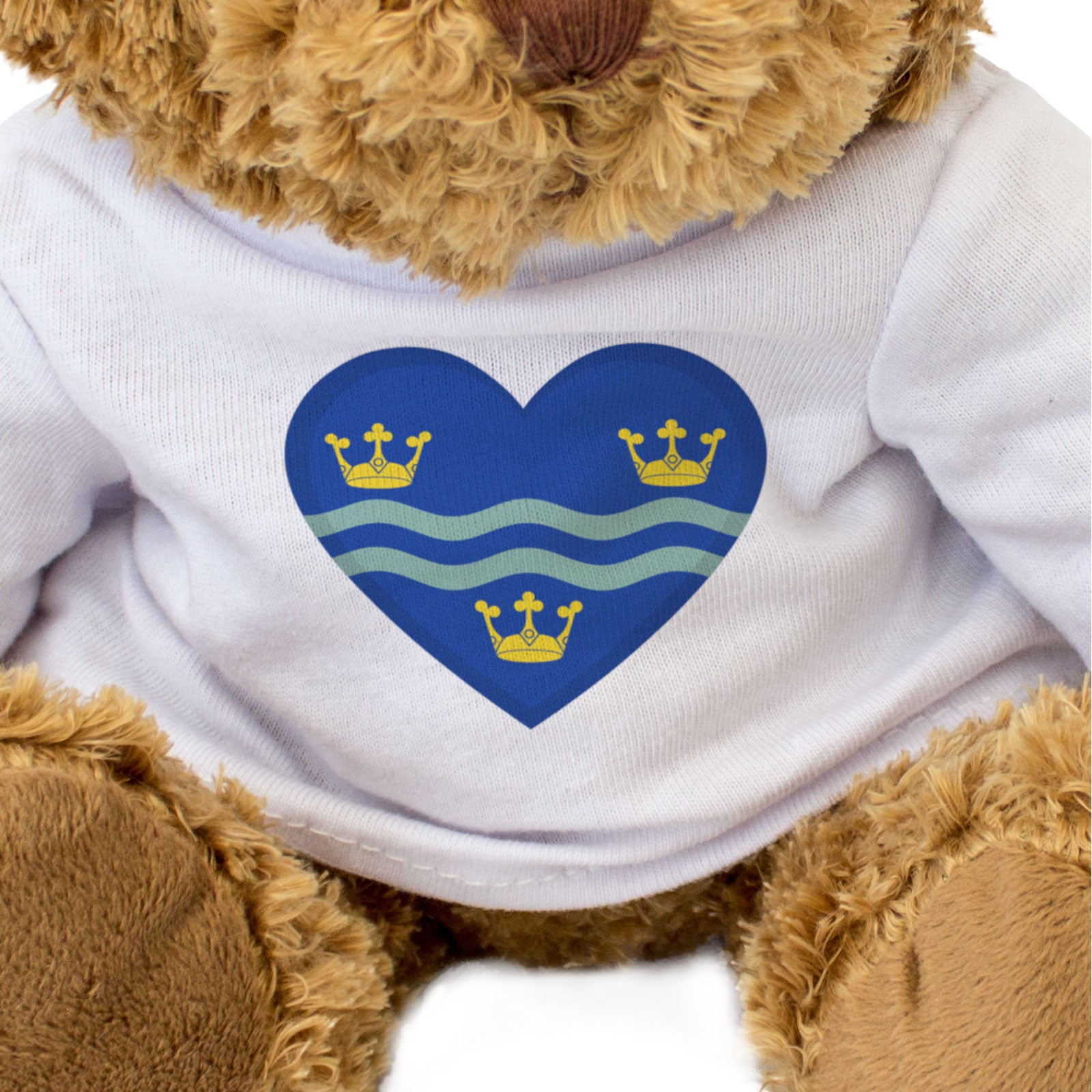 CAMBRIDGESHIRE FLAG HEART - Teddy Bear - Cute Cuddly Soft - Gift Present
