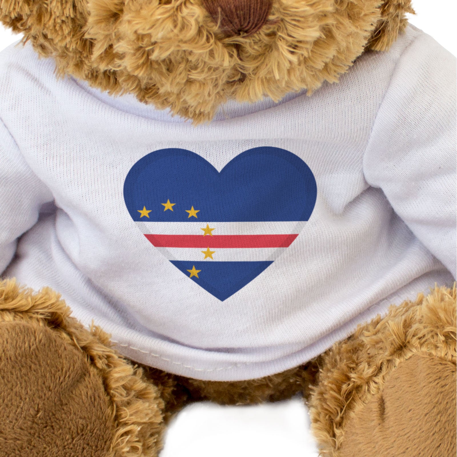 CAPE VERDE FLAG HEART - Teddy Bear - Cute Cuddly Soft - Cabo Verde Gift Present