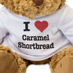 I LOVE CARAMEL SHORTBREAD - Teddy Bear - Cute Cuddly Soft - Funny Gift Present