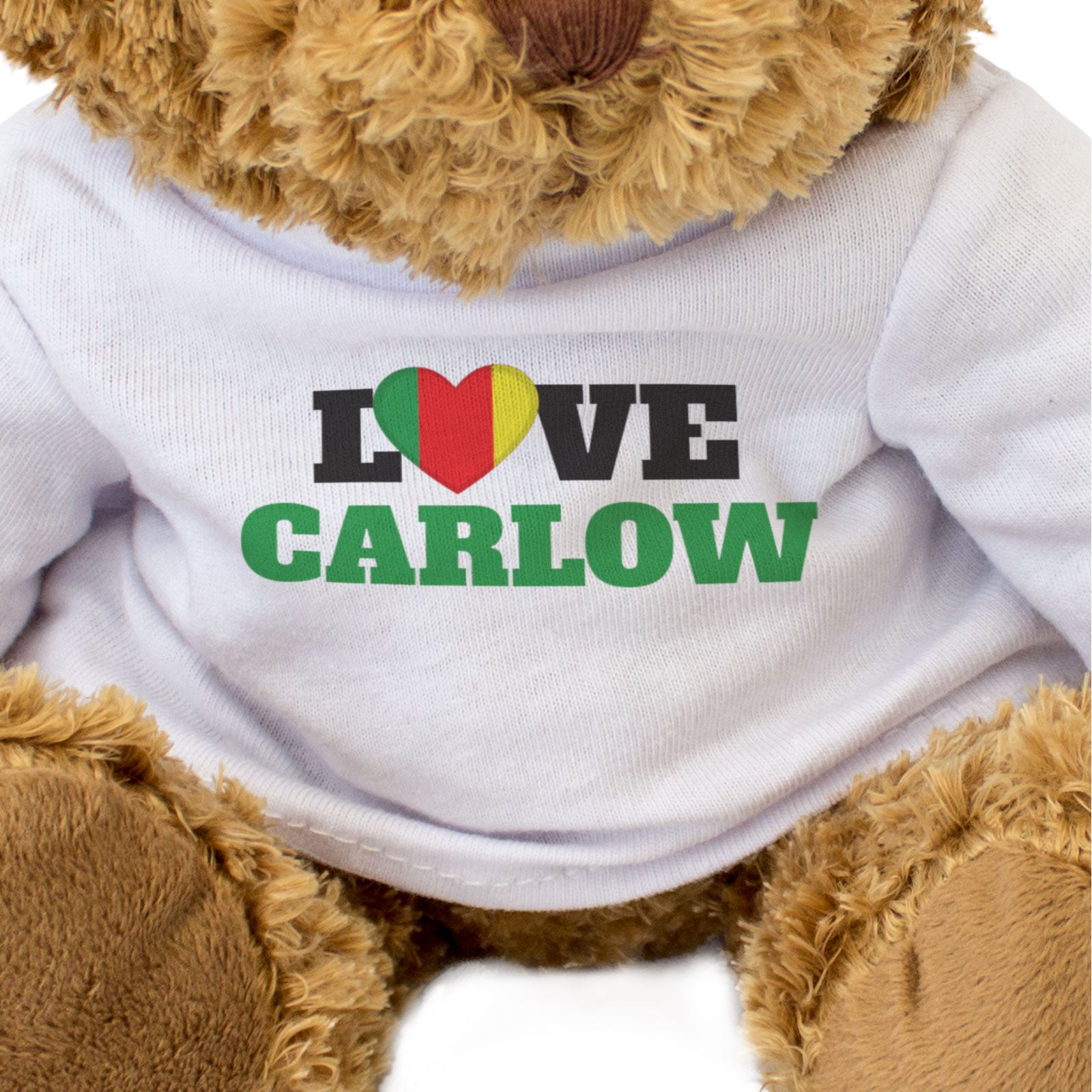 LOVE CARLOW (COUNTY COLOURS HEART) - Teddy Bear - Funny Ireland Gift Present
