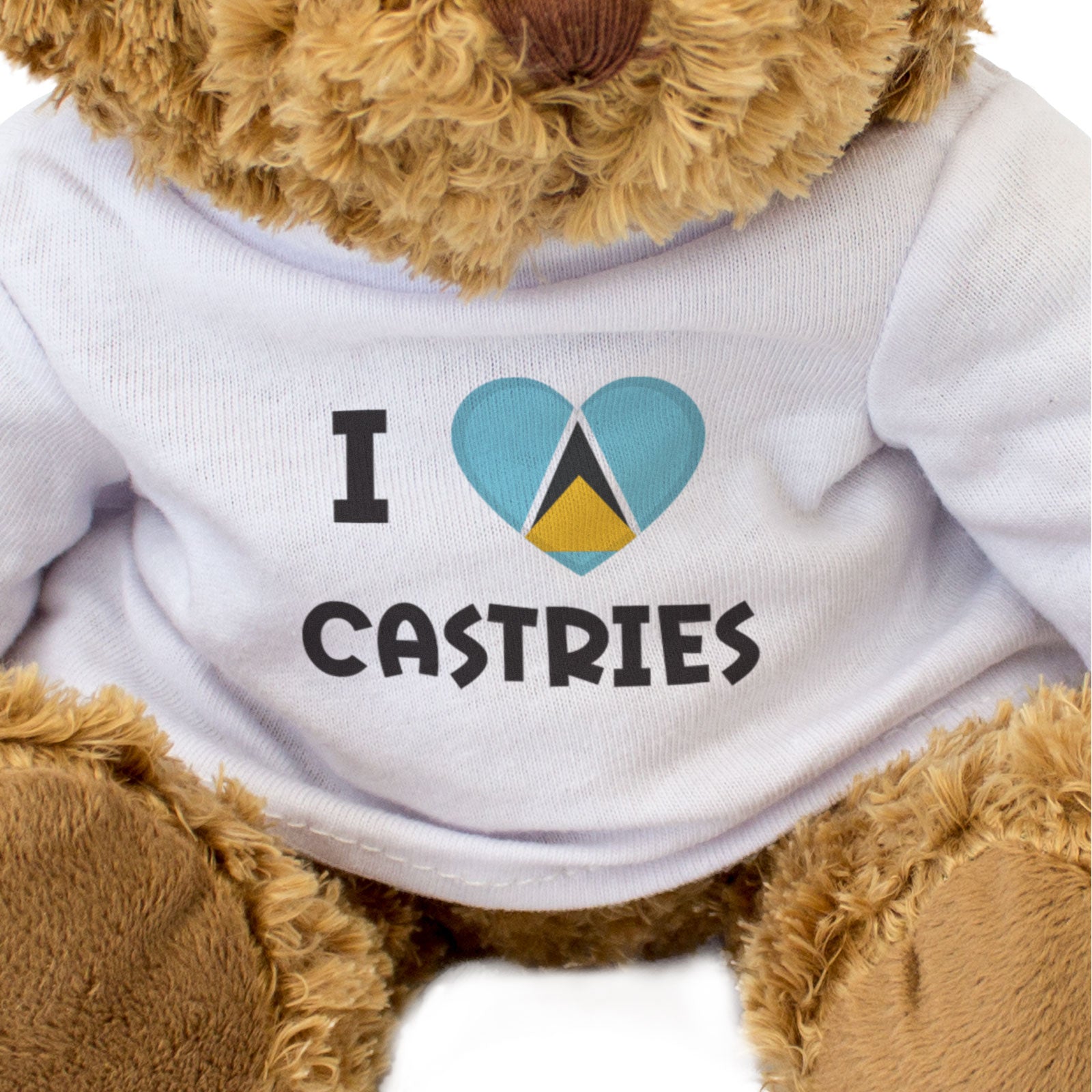 I LOVE CASTRIES (ST LUCIA FLAG) - Teddy Bear - Cute Cuddly Soft - Gift Present