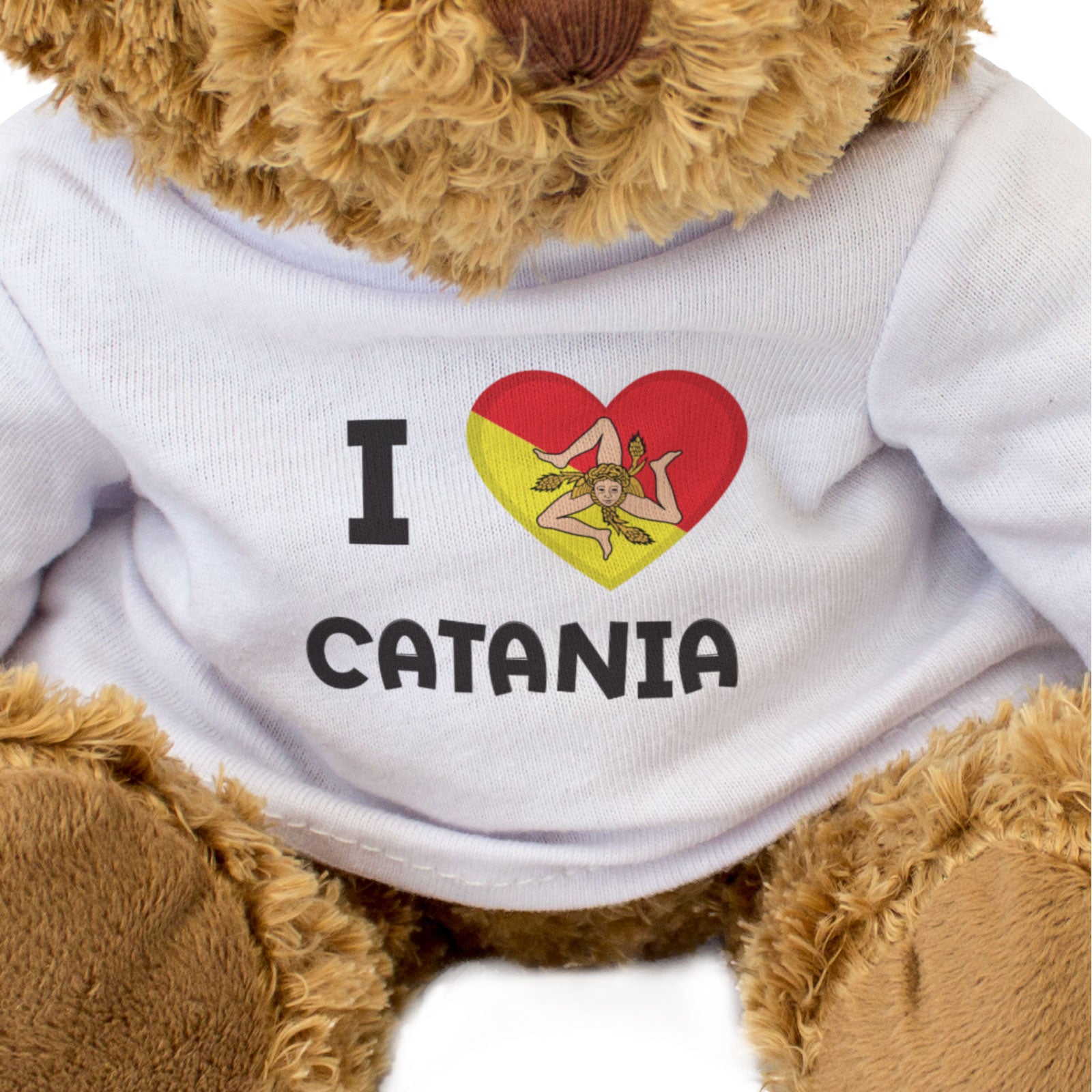 I LOVE CATANIA (SICILY FLAG) - Teddy Bear - Cute Cuddly Soft - Gift Present