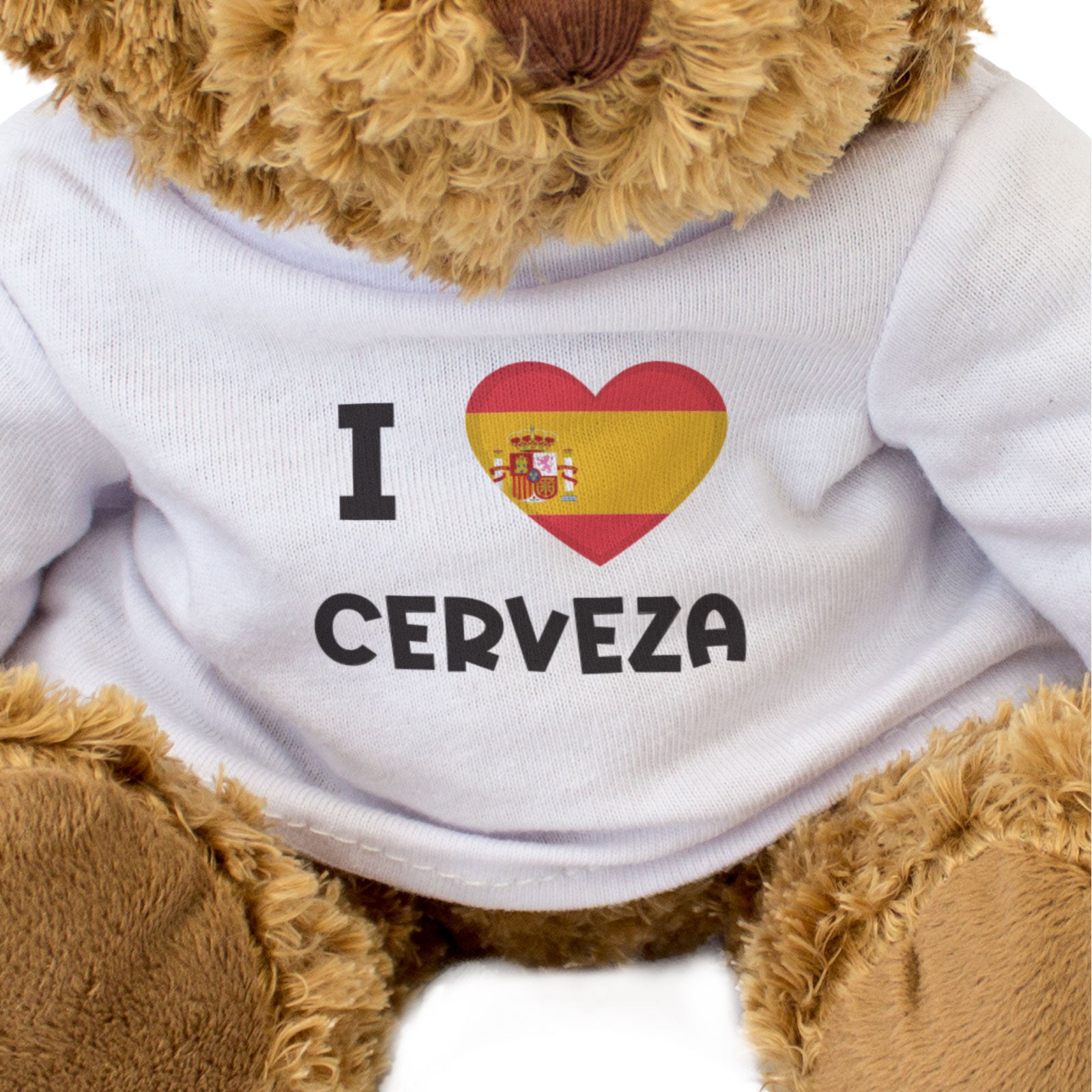 I LOVE CERVEZA (SPAIN FLAG) - Teddy Bear - Cute Funny - Spanish Gift Present