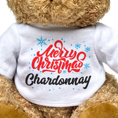 MERRY CHRISTMAS CHARDONNAY - Teddy Bear - Cute Cuddly Soft - Xmas Gift Present