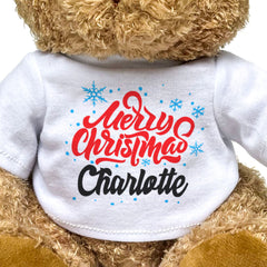 MERRY CHRISTMAS CHARLOTTE - Teddy Bear - Cute Cuddly Soft - Xmas Gift Present