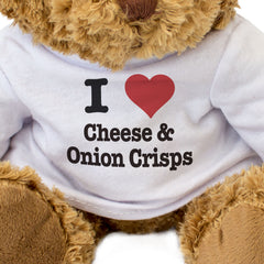 I LOVE CHEESE & ONION CRISPS - Teddy Bear - Cute Soft - Funny Gift Present