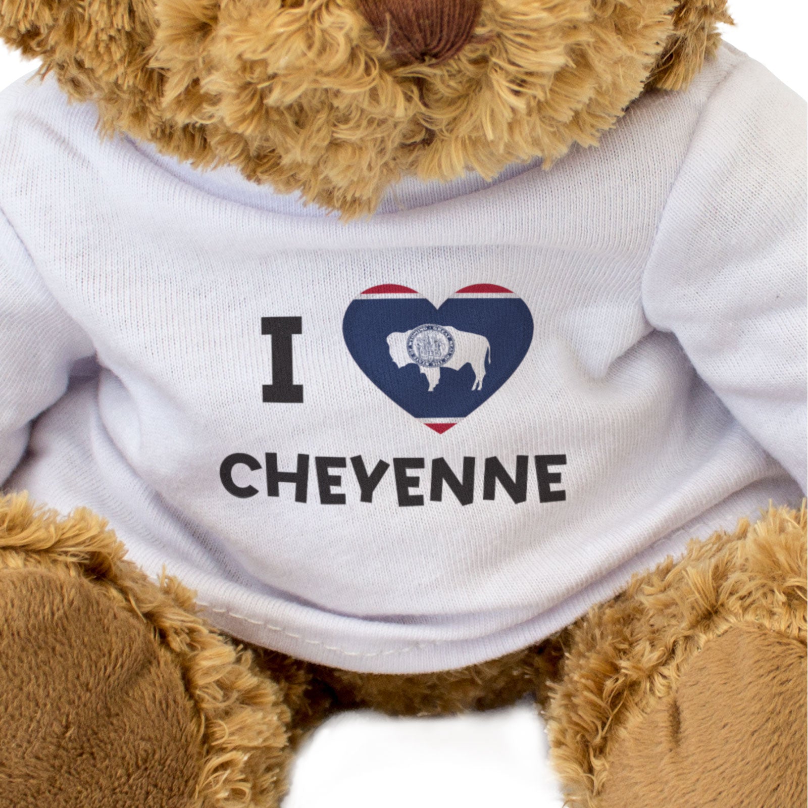 I LOVE CHEYENNE (WYOMING FLAG) - Teddy Bear - Cute Cuddly - Gift Present