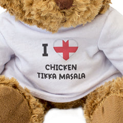 I LOVE CHICKEN TIKKA MASALA (ENGLAND FLAG) - Teddy Bear - Souvenir Gift Present