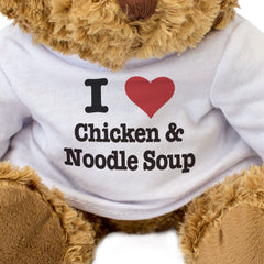 I LOVE CHICKEN & NOODLE SOUP - Teddy Bear - Cute Cuddly Soft - Gift Present