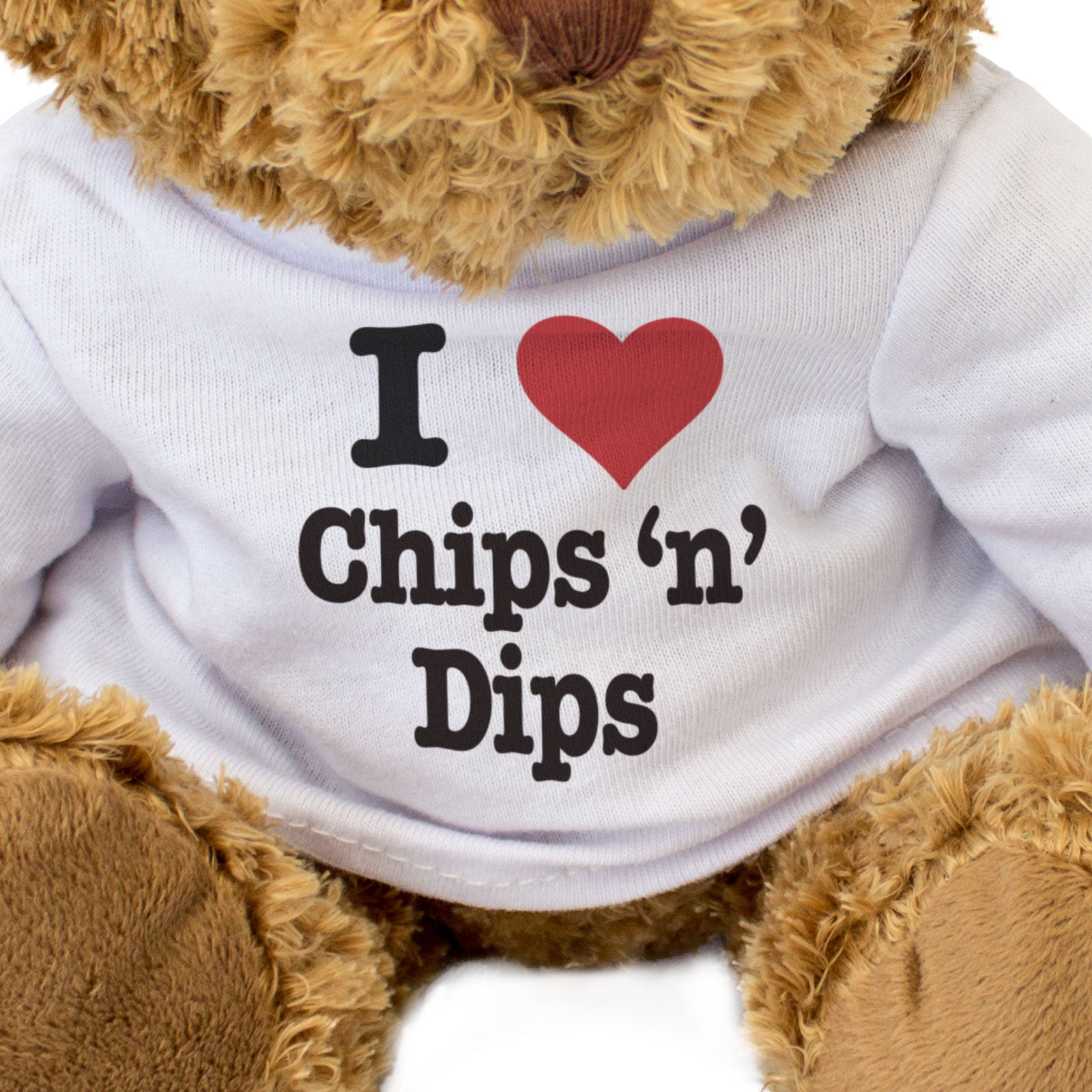 I LOVE CHIPS 'N' DIPS - Teddy Bear - Cute Cuddly Soft - Funny Gift Present