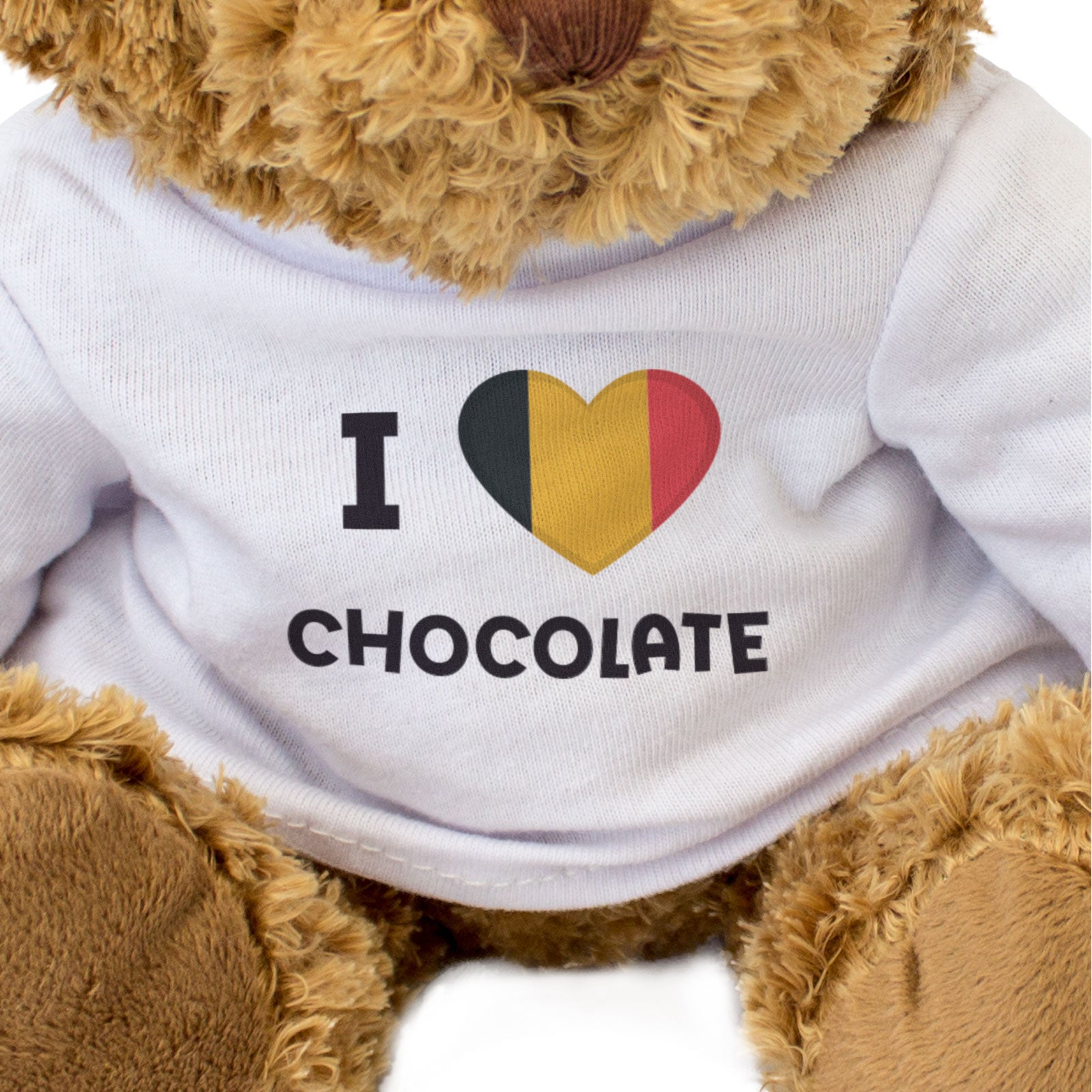 I LOVE CHOCOLATE (BELGIAN FLAG) - Teddy Bear - Cute Cuddly Soft - Gift Present