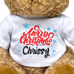 MERRY CHRISTMAS CHRISSY - Teddy Bear - Cute Cuddly Soft - Xmas Gift Present