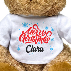 MERRY CHRISTMAS CLARA - Teddy Bear - Cute Cuddly Soft - Funny Xmas Gift Present