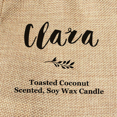 Clara personalised faux-burlap candle gift bag