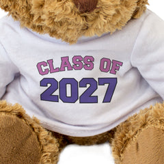 CLASS OF 2027 (PINK/PURPLE) - Teddy Bear - Cute Funny - Graduation Gift Present
