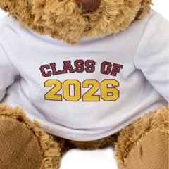 CLASS OF 2026 (RED/YELLOW) - Teddy Bear - Cute Cuddly - Graduation Gift Present