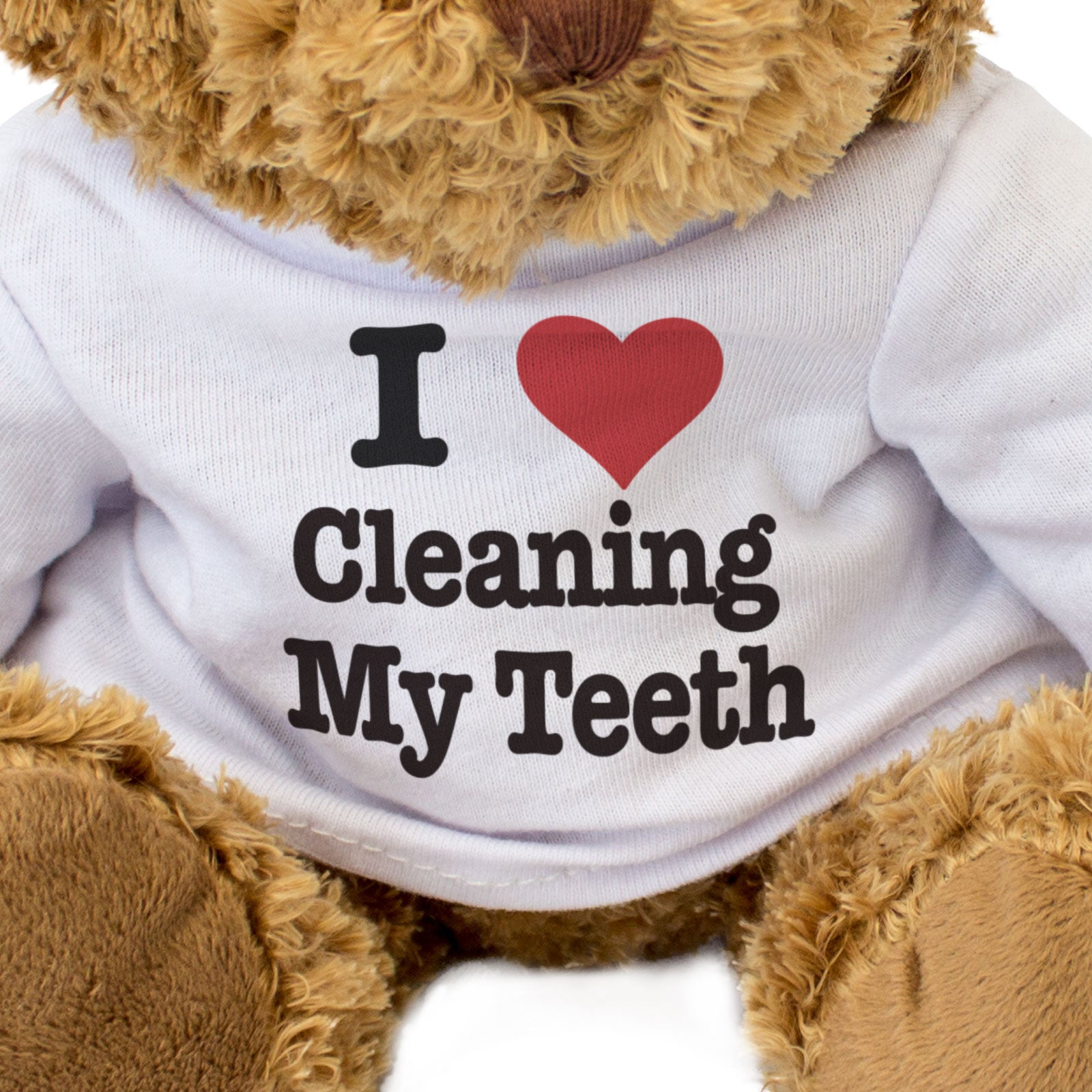 I LOVE CLEANING MY TEETH - Teddy Bear - Cute Cuddly Soft - Funny Gift Present