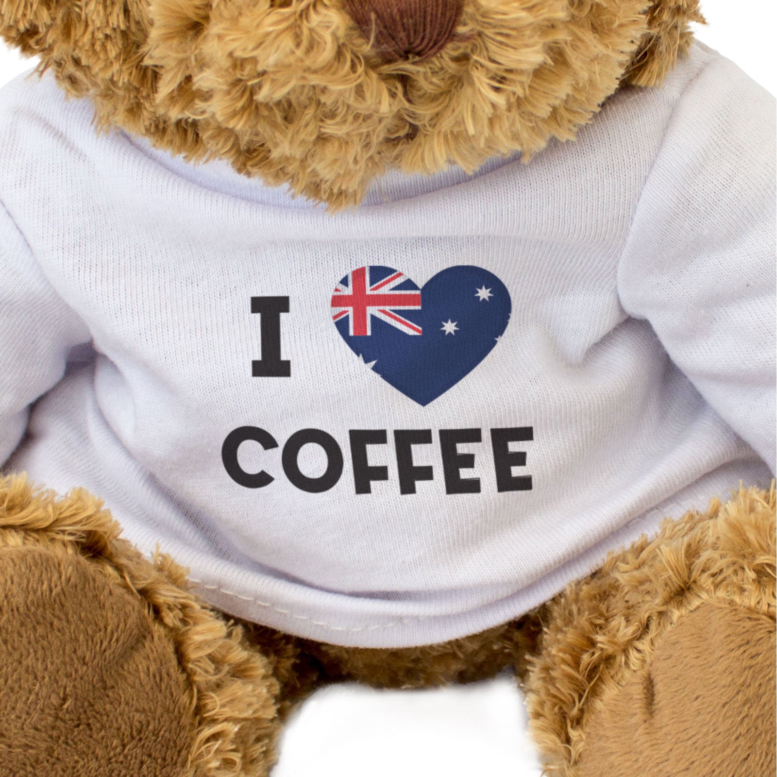 I LOVE COFFEE (AUSTRALIA FLAG) - Teddy Bear - Cute Funny - Gift Present