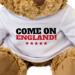 COME ON ENGLAND! - Teddy Bear - Cute Cuddly - English Sports Fan Gift Present