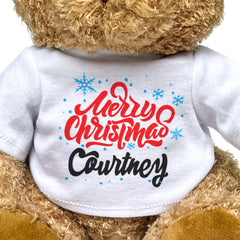 MERRY CHRISTMAS COURTNEY - Teddy Bear - Cute Cuddly Soft - Xmas Gift Present