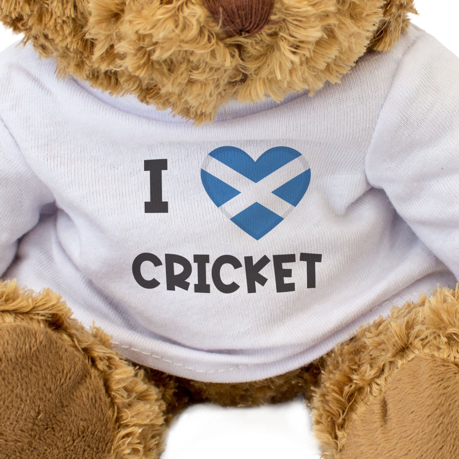I LOVE CRICKET (SCOTLAND FLAG) - Teddy Bear - Cute Funny Souvenir Gift Present