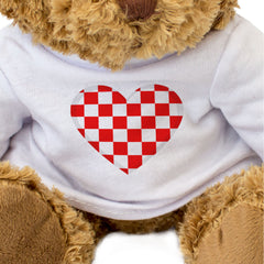 CROATIA ŠAHOVNICA FLAG HEART - Teddy Bear - Cute Cuddly Soft - Gift Present