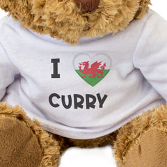 I LOVE CURRY (WALES FLAG) - Teddy Bear - Cute Funny Welsh Souvenir Gift Present