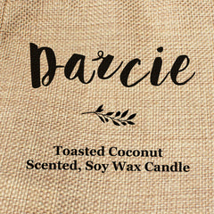 Darcie personalised faux-burlap candle gift bag