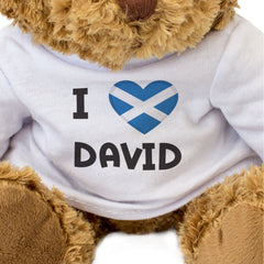 I LOVE DAVID (SCOTLAND FLAG) - Teddy Bear - Cute - Funny Scottish Gift Present