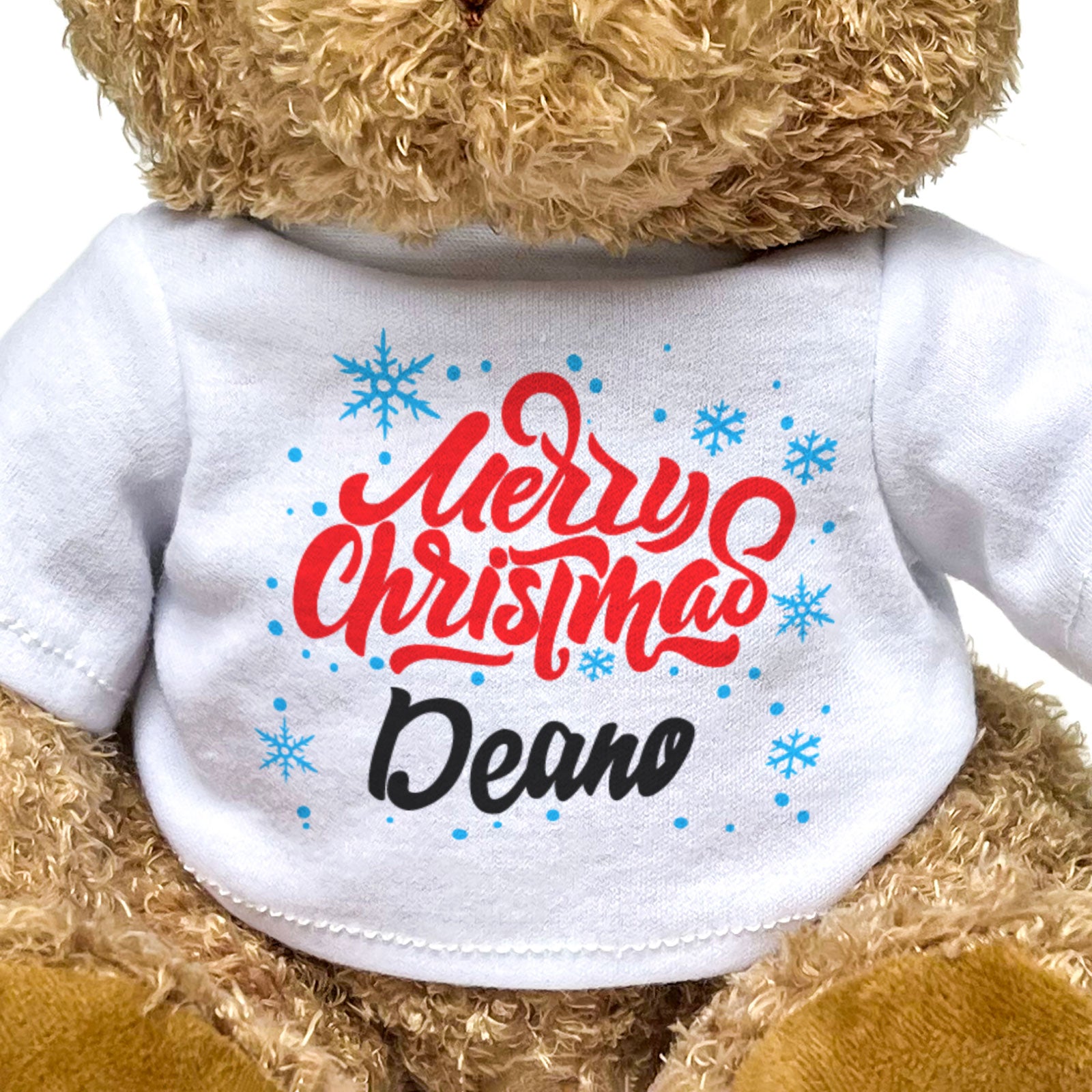MERRY CHRISTMAS DEANO - Teddy Bear - Cute Cuddly Soft - Xmas Gift Present