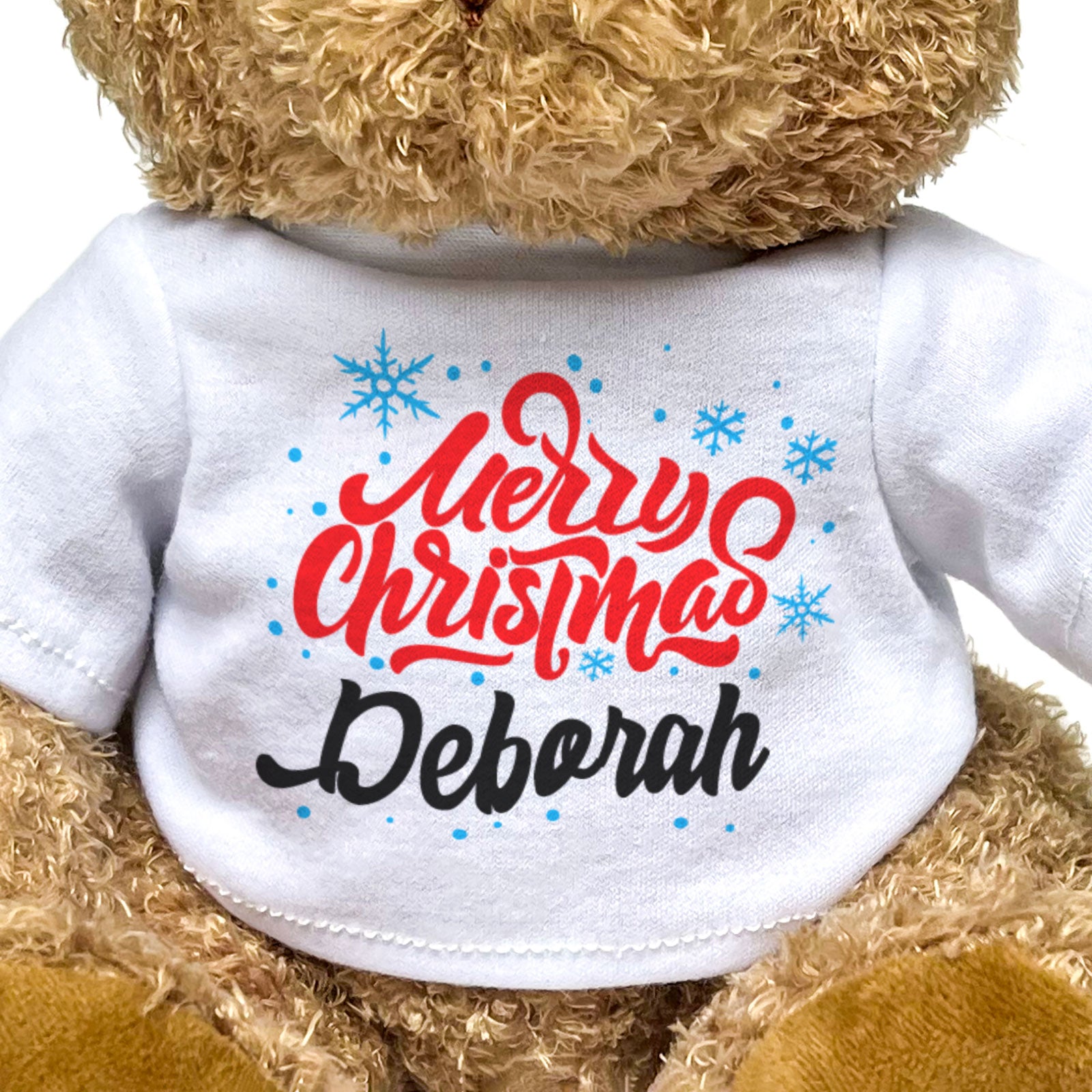 MERRY CHRISTMAS DEBORAH - Teddy Bear - Cute Cuddly Soft - Xmas Gift Present