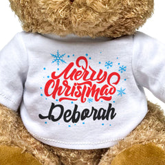 MERRY CHRISTMAS DEBORAH - Teddy Bear - Cute Cuddly Soft - Xmas Gift Present