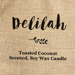 Delilah personalised faux-burlap candle gift bag