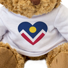 DENVER FLAG HEART - Teddy Bear - Cute Cuddly Soft - Colorado USA Gift Present