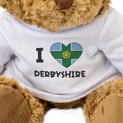 I LOVE DERBYSHIRE FLAG - Teddy Bear - Cute Cuddly Soft Adorable - Gift Present