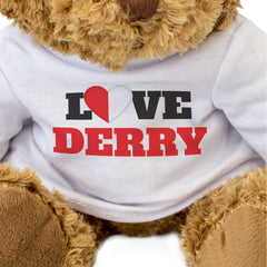 LOVE DERRY (COUNTY COLOURS HEART) - Teddy Bear - Funny Ireland Gift Present