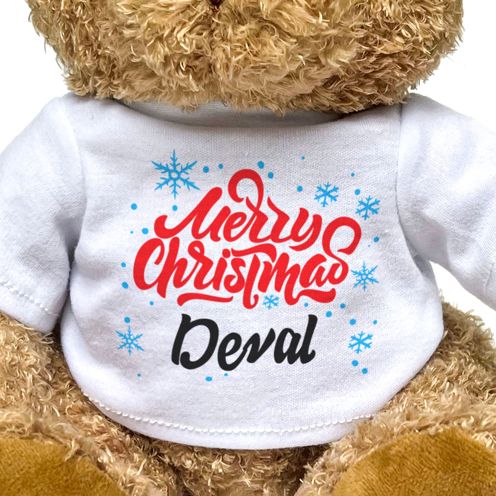 MERRY CHRISTMAS DEVAL - Teddy Bear - Cute Cuddly Soft - Xmas Gift Present
