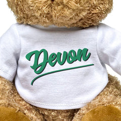 DEVON (SCRIPT) - Teddy Bear - Cute Cuddly Soft Funny - Souvenir Gift Present